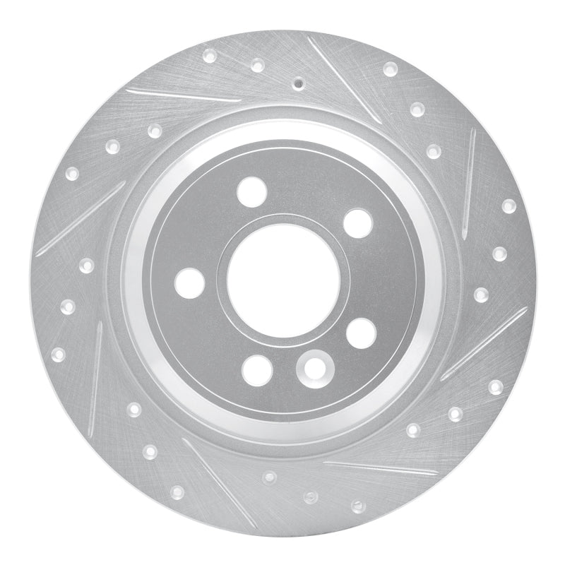 R1 Concepts 07-18 Volvo V60 Rear Right Drilled & Slotted Silver Brake Rotor
