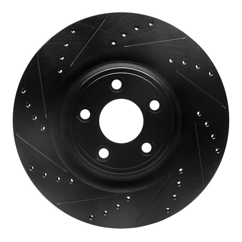 R1 Concepts 14-21 Jaguar F-Type Rear Left Drilled & Slotted Black Brake Rotor