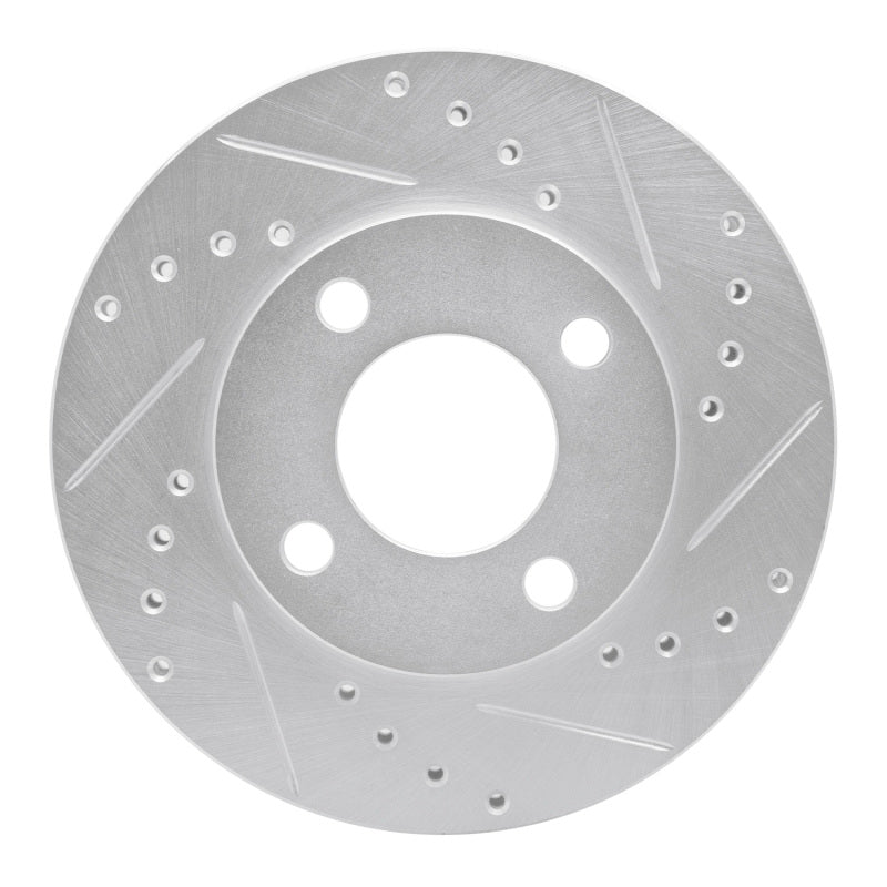 R1 Concepts 78-92 Audi 100 Front Right Drilled & Slotted Silver Brake Rotor