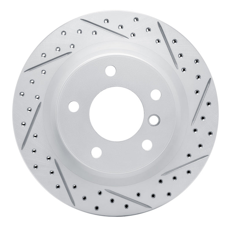 R1 Concepts 08-13 BMW 128I Rear Right Drilled & Slotted Geo-Carbon Rotor