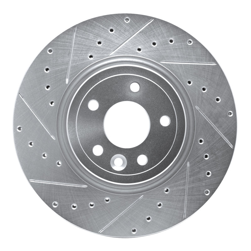R1 Concepts 17-20 Jaguar XF Front Left Drilled & Slotted Silver Brake Rotor