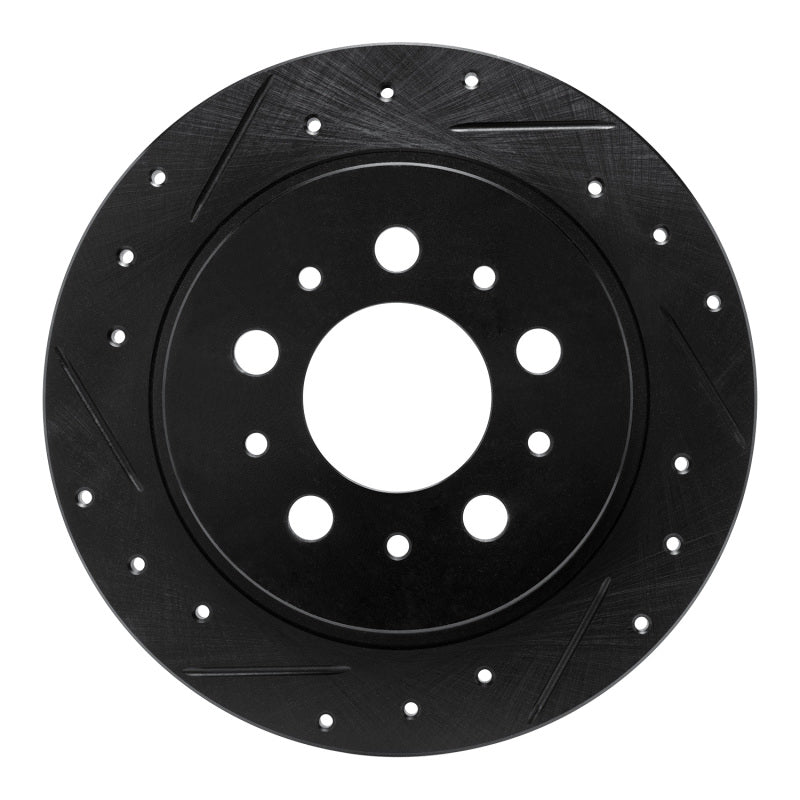 R1 Concepts 88-94 Volvo 960 Rear Left Drilled & Slotted Black Brake Rotor