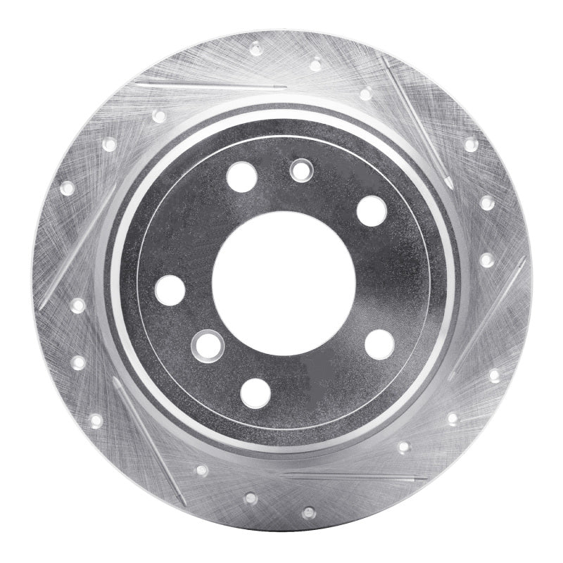 R1 Concepts 81-86 BMW 733I Rear Right Drilled & Slotted Silver Brake Rotor