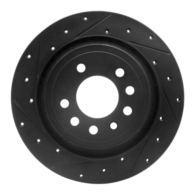 R1 Concepts 08-11 Saab 9-3 Rear Left Drilled & Slotted Black Brake Rotor