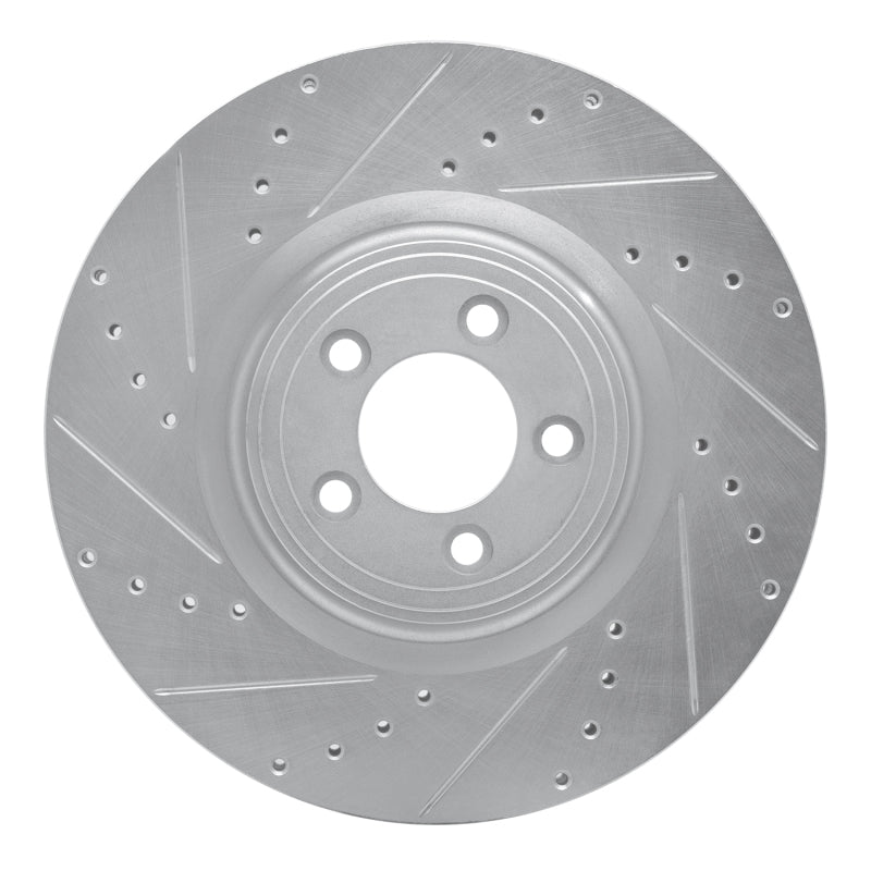 R1 Concepts 06-21 Jaguar XKR Front Left Drilled & Slotted Silver Brake Rotor