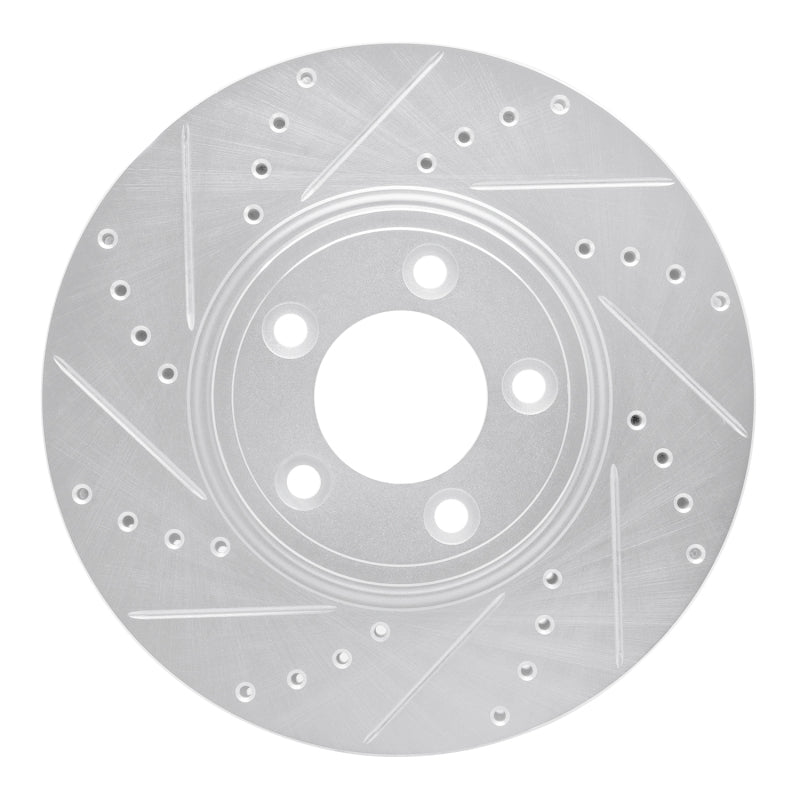 R1 Concepts 06-08 Jaguar S-Type Front Left Drilled & Slotted Silver Brake Rotor