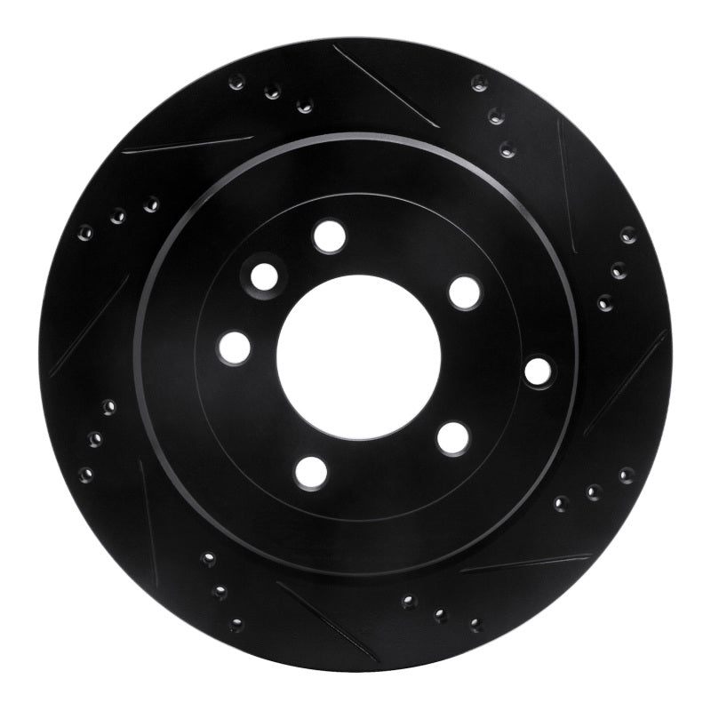 R1 Concepts 05-07 Land Rover LR3 Rear Right Drilled & Slotted Black Brake Rotor