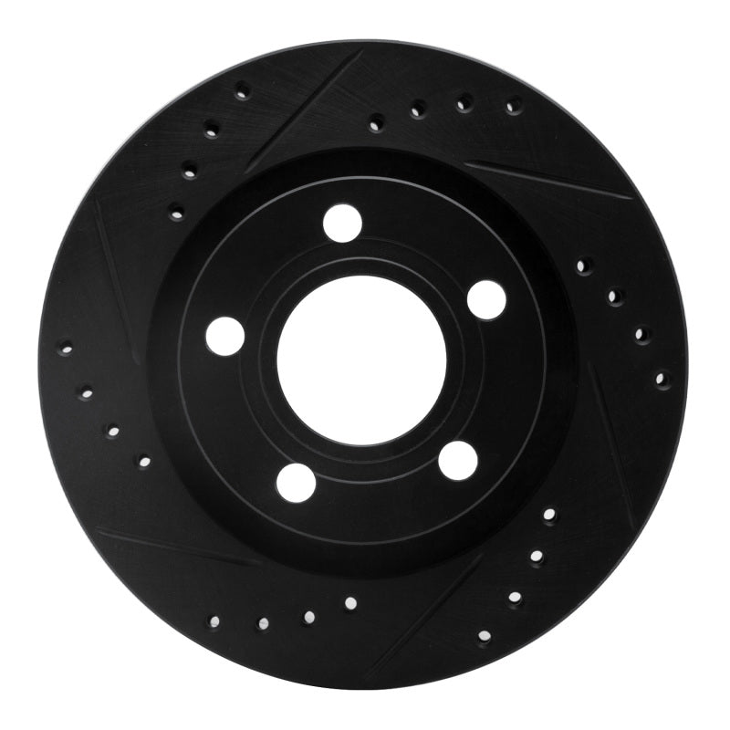 R1 Concepts 99-05 Audi A6 Quattro Rear Left Drilled & Slotted Black Brake Rotor