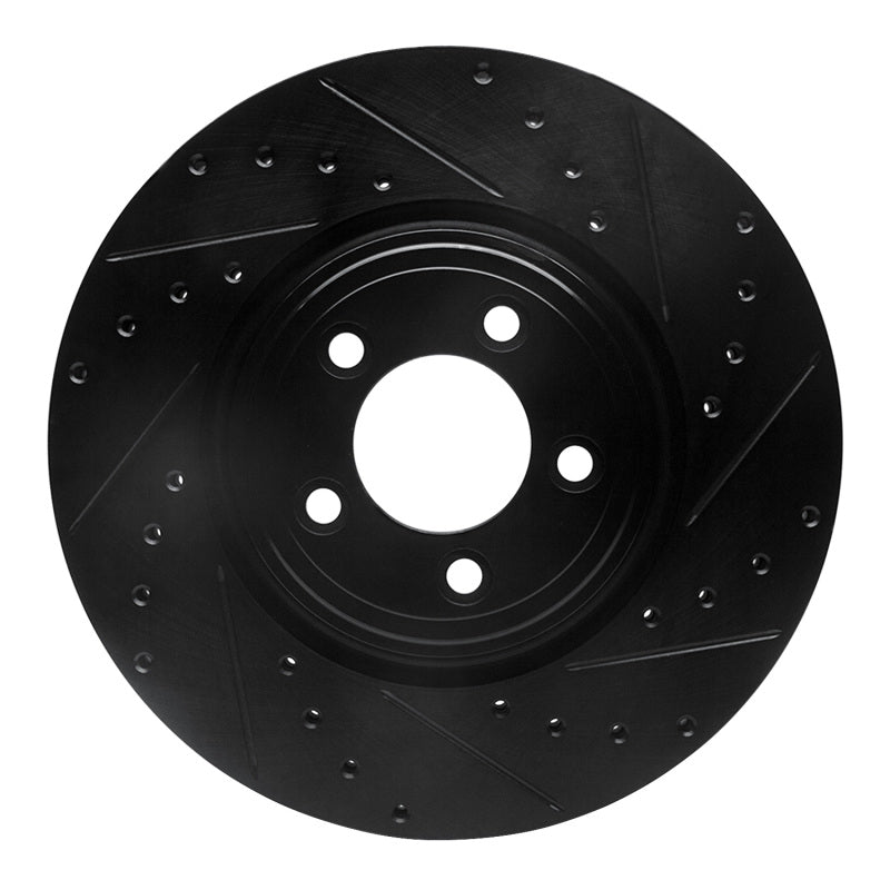 R1 Concepts 06-10 Jaguar XK Front Right Drilled & Slotted Black Brake Rotor