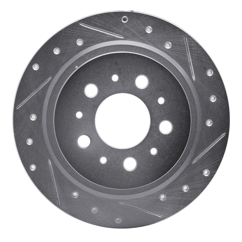 R1 Concepts 97-98 Volvo V90 Rear Right Drilled & Slotted Silver Brake Rotor