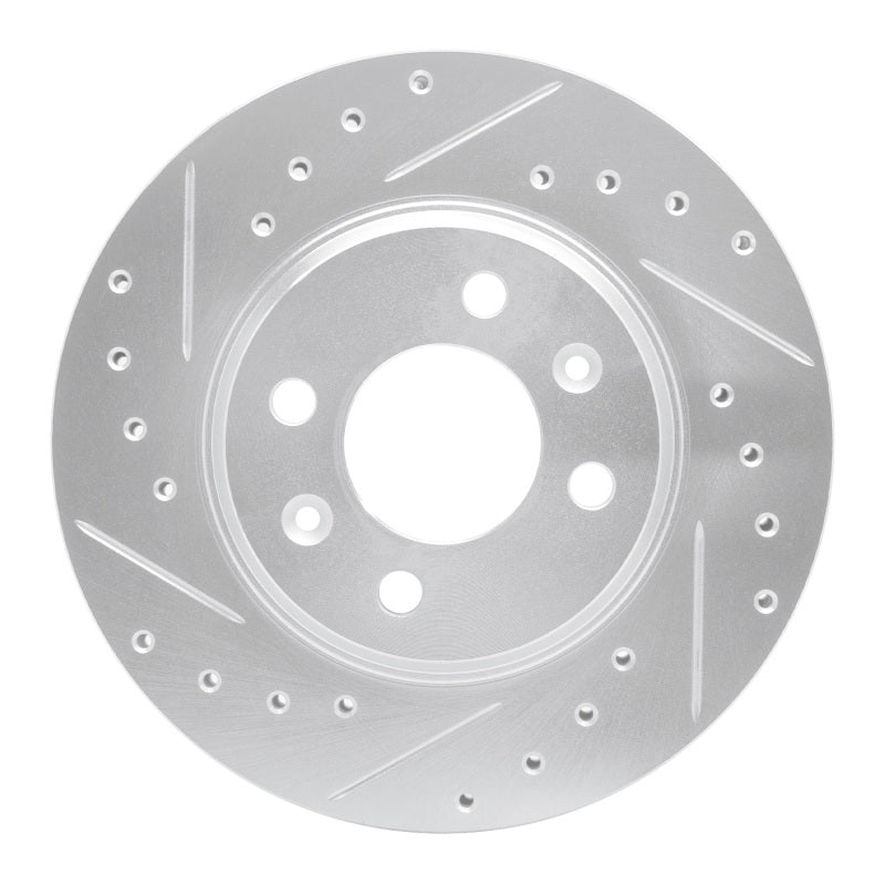 R1 Concepts 87-93 Saab 900 Front Left Drilled & Slotted Silver Brake Rotor