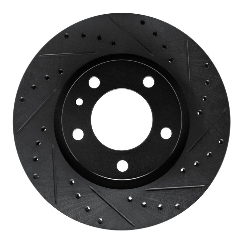 R1 Concepts 87-88 BMW M6 Front Right Drilled & Slotted Black Brake Rotor