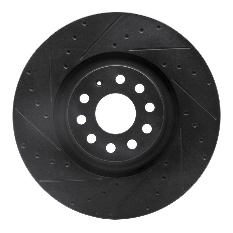 R1 Concepts 2022+ Volkswagen GTI Mk 8 Front Left Drilled & Slotted Black Brake Rotor