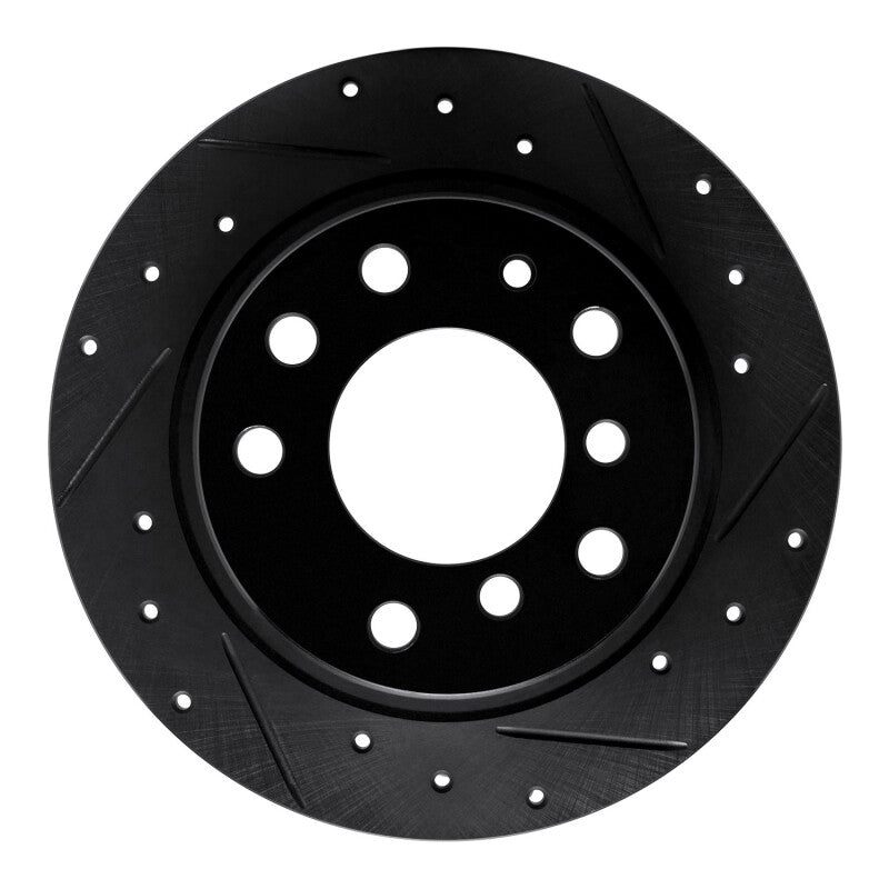 R1 Concepts 69-81 BMW BAVARIA Rear Right Drilled & Slotted Black Brake Rotor