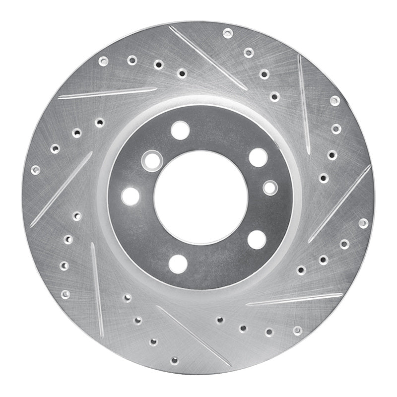 R1 Concepts 93-97 BMW 840CI Front Right Drilled & Slotted Silver Brake Rotor