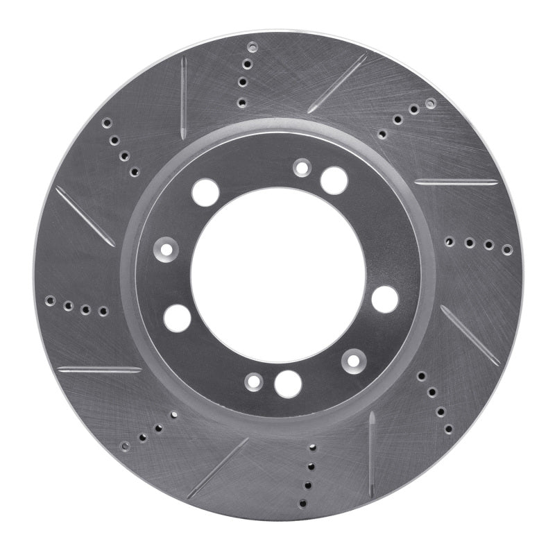 R1 Concepts 86-91 Porsche 944 Except Turbo Right Front Drilled & Slotted Silver Brake Rotor