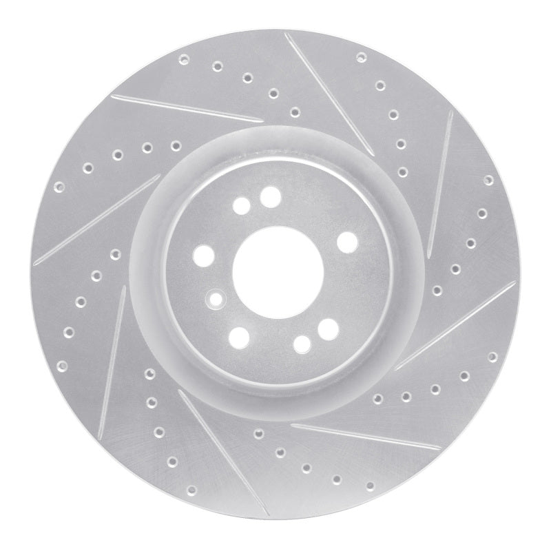 R1 Concepts 07-09 Mercedes-Benz GL320 Front Right Drilled & Slotted Silver Brake Rotor