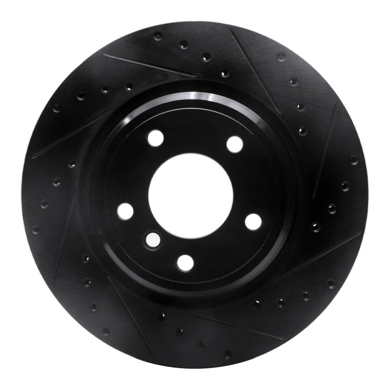 R1 Concepts 95-03 BMW 750IL Rear Right Drilled & Slotted Black Brake Rotor