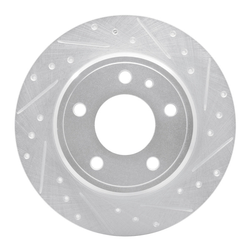 R1 Concepts 87-92 BMW 735IL Rear Right Drilled & Slotted Silver Brake Rotor