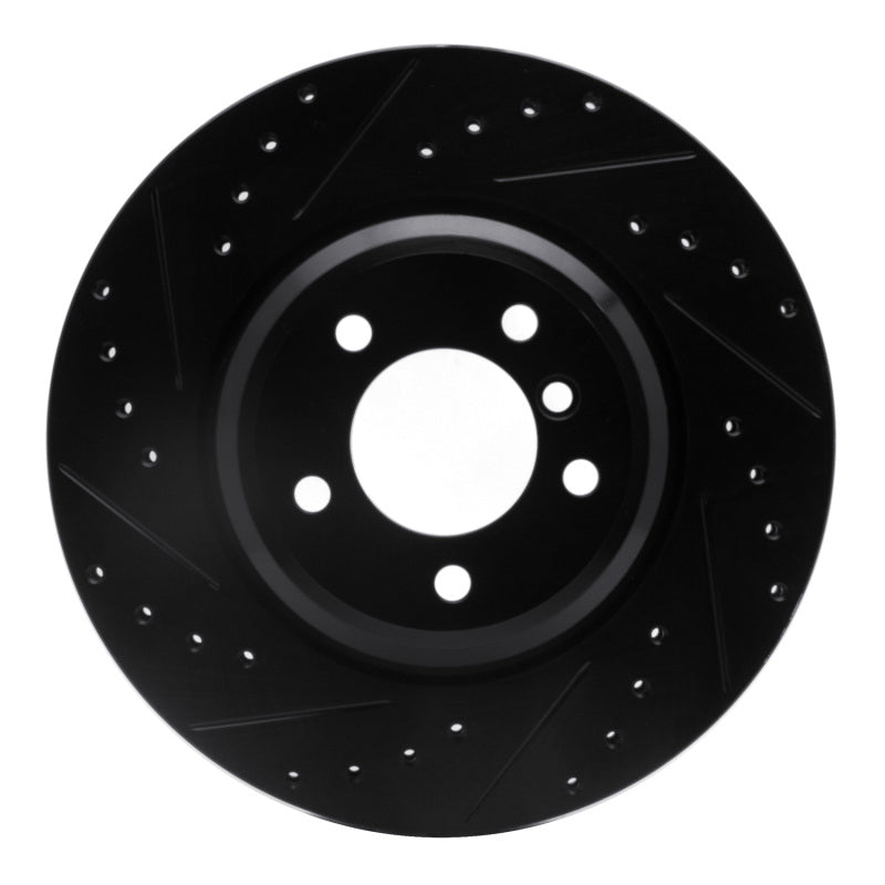 R1 Concepts 07-15 BMW 335I xDrive Front Left Drilled & Slotted Black Brake Rotor