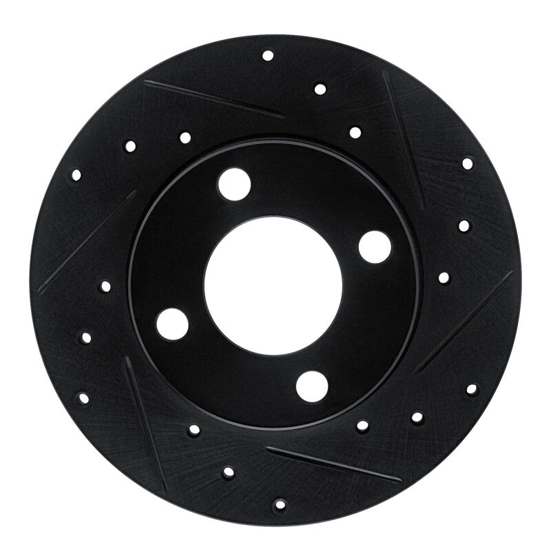 R1 Concepts 78-85 Audi 5000 Front Right Drilled & Slotted Black Brake Rotor