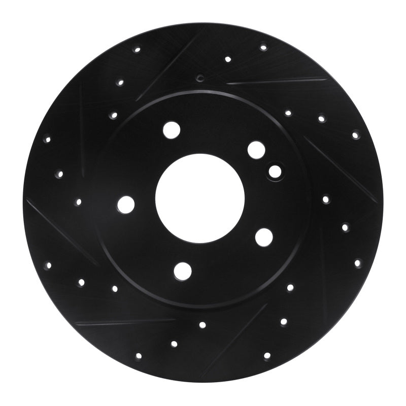 R1 Concepts 97-98 Mercedes-Benz C230 Front Left Drilled & Slotted Black Brake Rotor