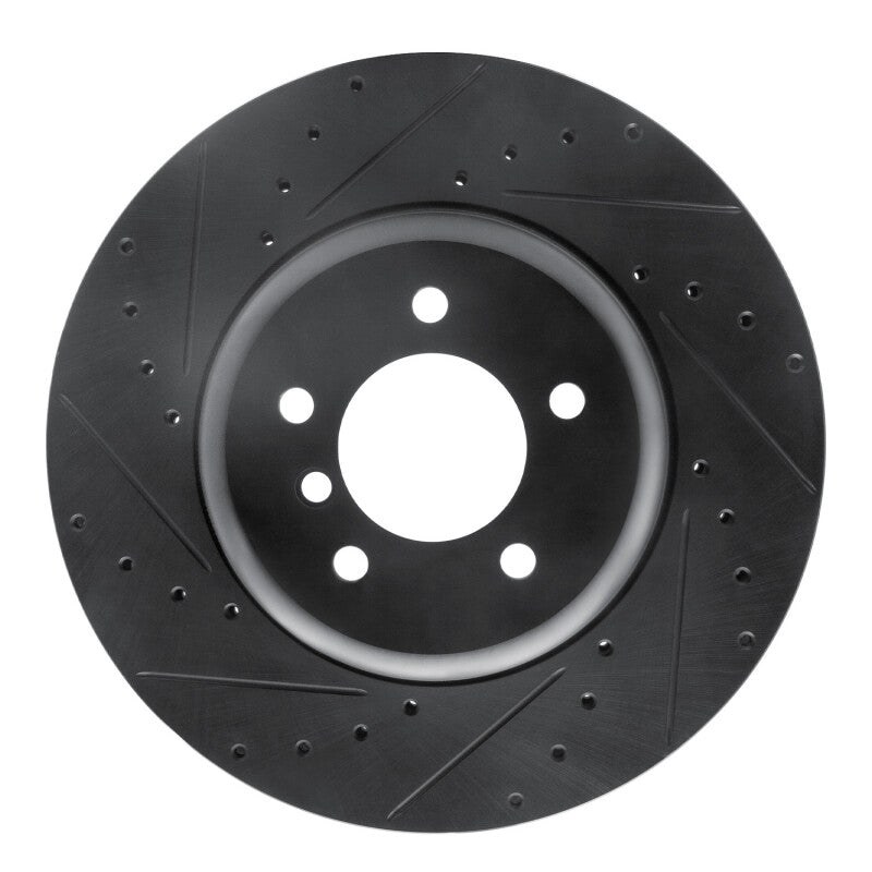 R1 Concepts 11-16 BMW Z4 Front Left Drilled & Slotted Black Brake Rotor