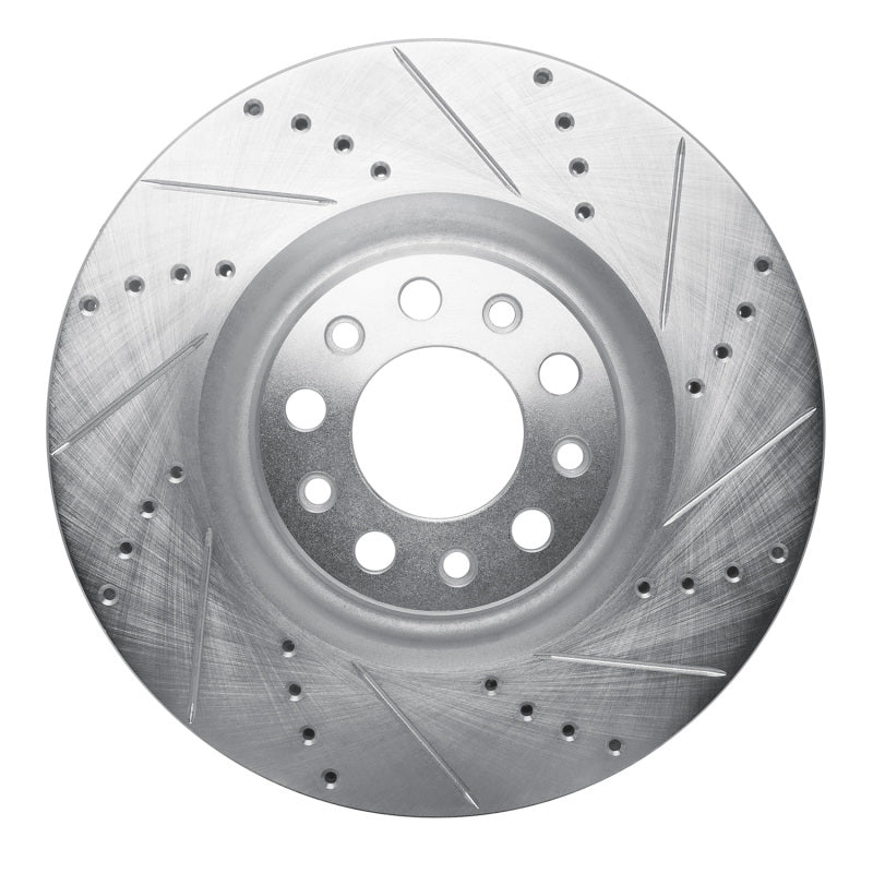 R1 Concepts 2017-2025 Alfa Romeo Giulia Front Right Drilled & Slotted Silver Brake Rotor