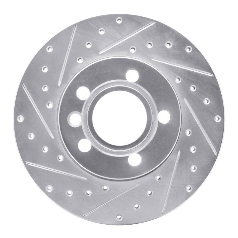 R1 Concepts 96-00 Volkswagen EuroVan Front Left Drilled & Slotted Silver Brake Rotor
