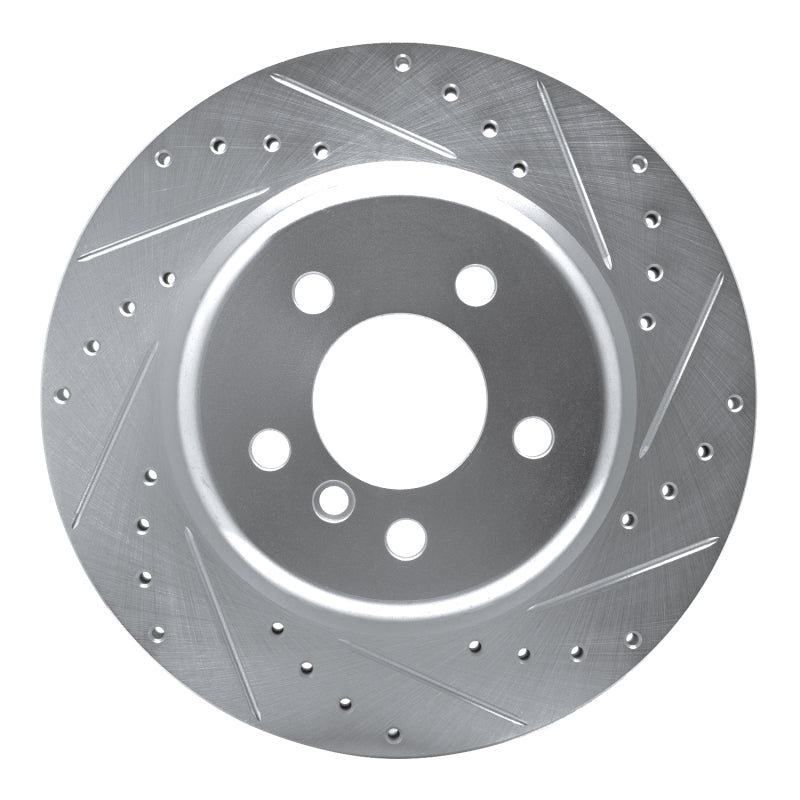 R1 Concepts 11-16 BMW 528I Rear Right Drilled & Slotted Silver Brake Rotor