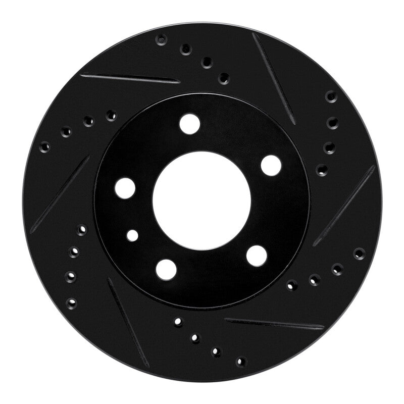 R1 Concepts 82-90 Volvo 740 Front Right Drilled & Slotted Black Brake Rotor
