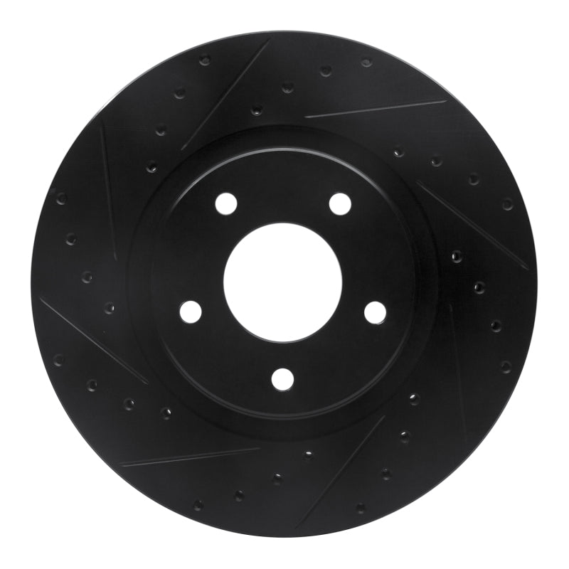 R1 Concepts 98-06 Jaguar XK8 Front Left Drilled & Slotted Black Brake Rotor