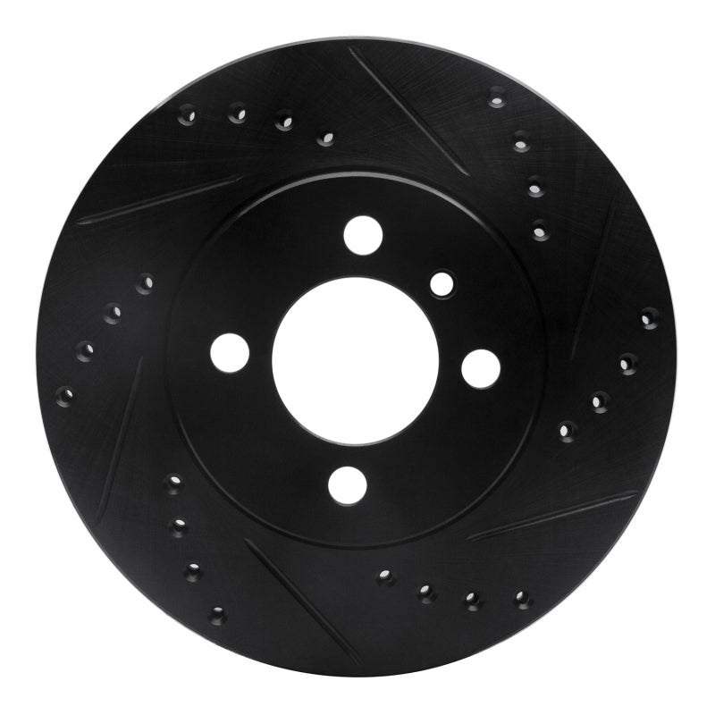 R1 Concepts 84-91 BMW 325ES Front Right Drilled & Slotted Black Brake Rotor