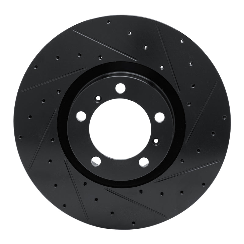 R1 Concepts 10-24 Audi RS e-Tron GT Right Front Drilled & Slotted Black Brake Rotor