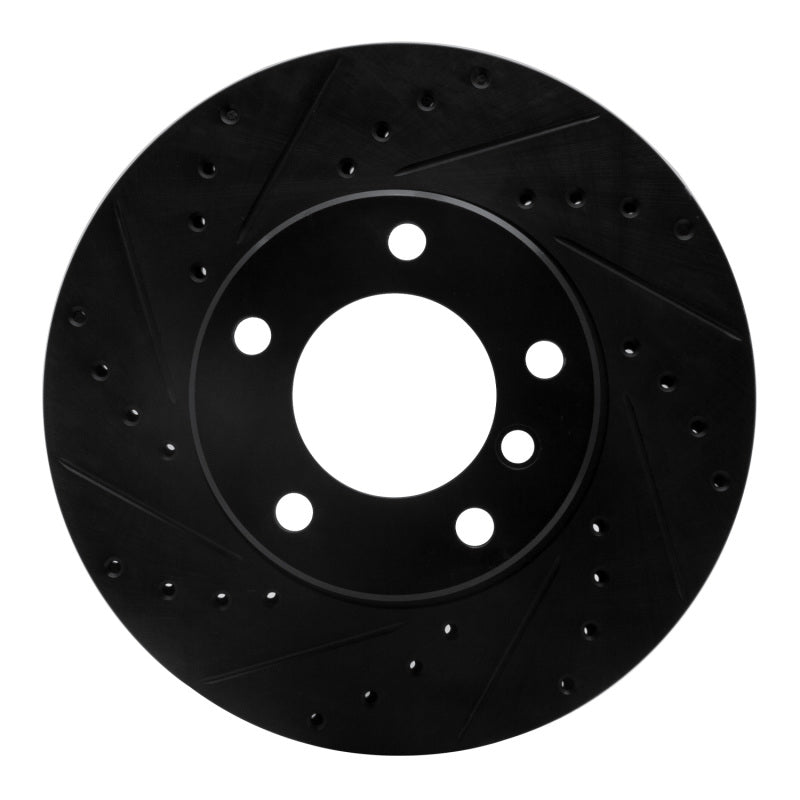R1 Concepts 96-03 BMW 528I Front Left Drilled & Slotted Black Brake Rotor