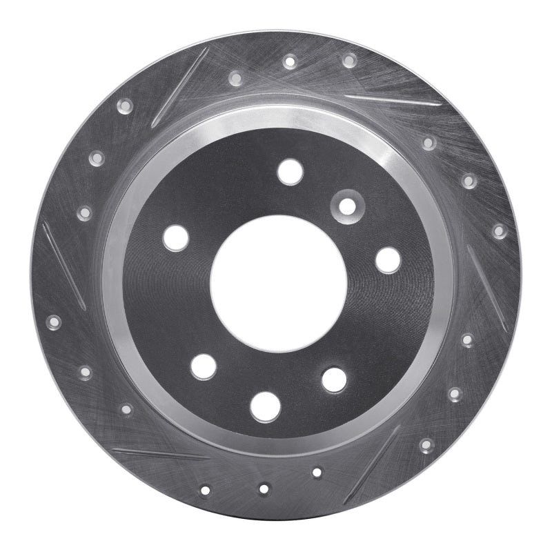 R1 Concepts 86-89 Jaguar XJ6 Rear Left Drilled & Slotted Silver Brake Rotor