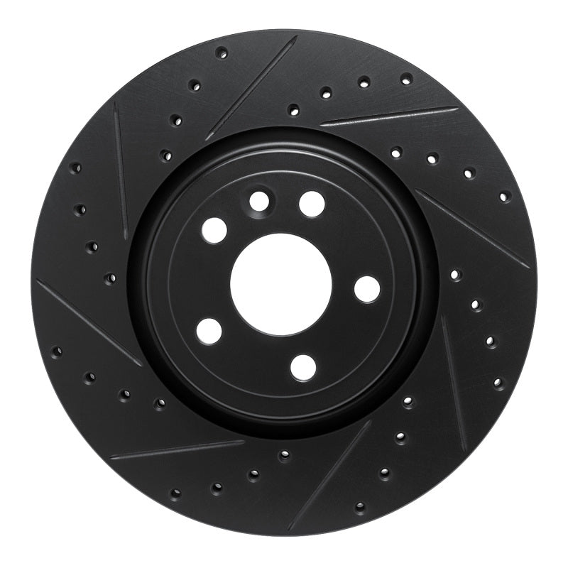 R1 Concepts 17-19 Jaguar F-Pace Front Left Drilled & Slotted Black Brake Rotor