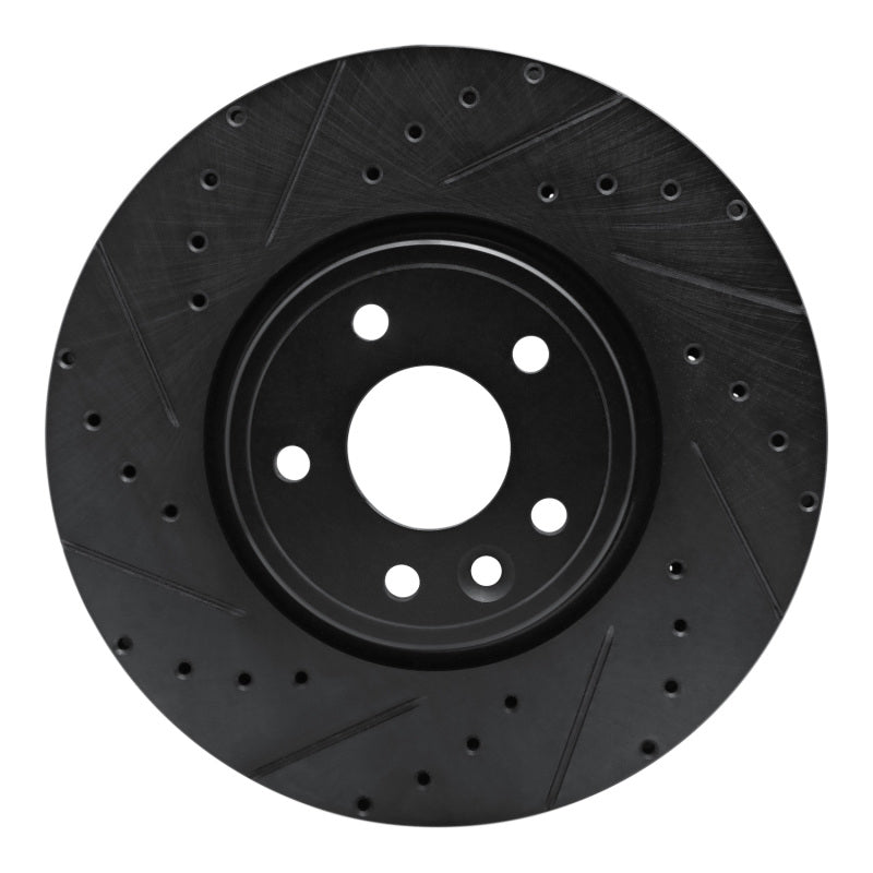 R1 Concepts 17-19 Jaguar XE Front Left Drilled & Slotted Black Brake Rotor