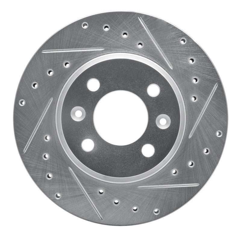 R1 Concepts 87-93 Saab 900 Front Right Drilled & Slotted Silver Brake Rotor