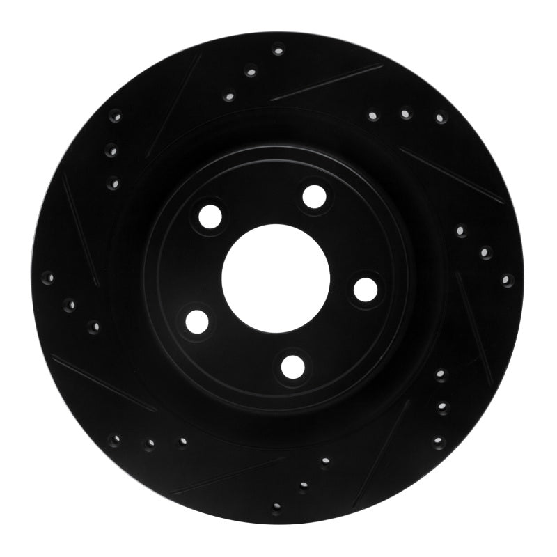 R1 Concepts 06-08 Jaguar S-Type Rear Left Drilled & Slotted Black Brake Rotor