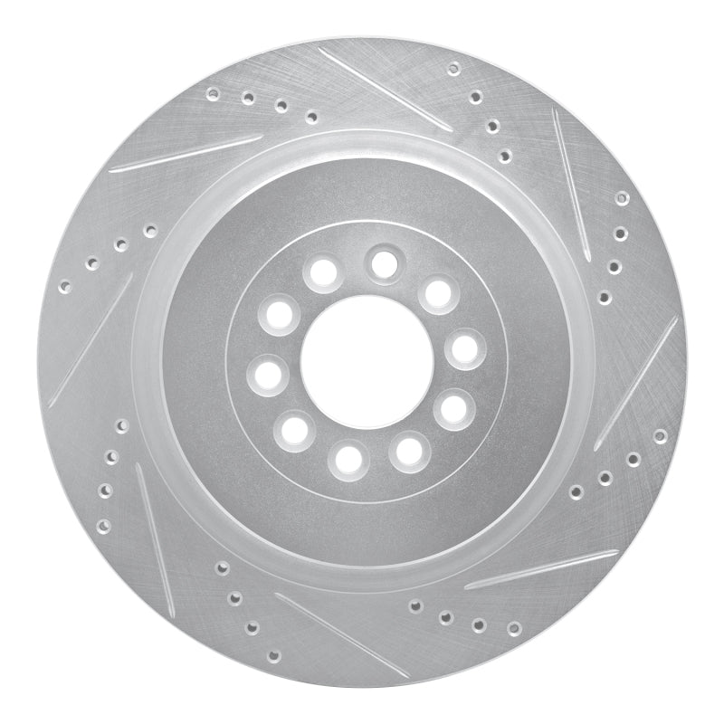 R1 Concepts 03-05 Jaguar XJR Front Right Drilled & Slotted Silver Brake Rotor