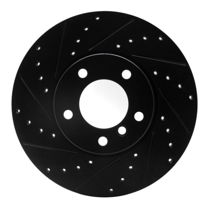 R1 Concepts 07-21 BMW 430I xDrive Front Left Drilled & Slotted Black Brake Rotor