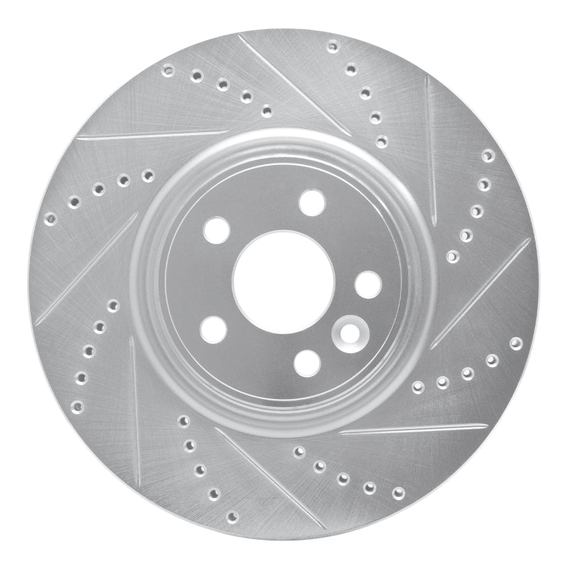 R1 Concepts 07-16 Volvo S60 Front Right Drilled & Slotted Silver Brake Rotor
