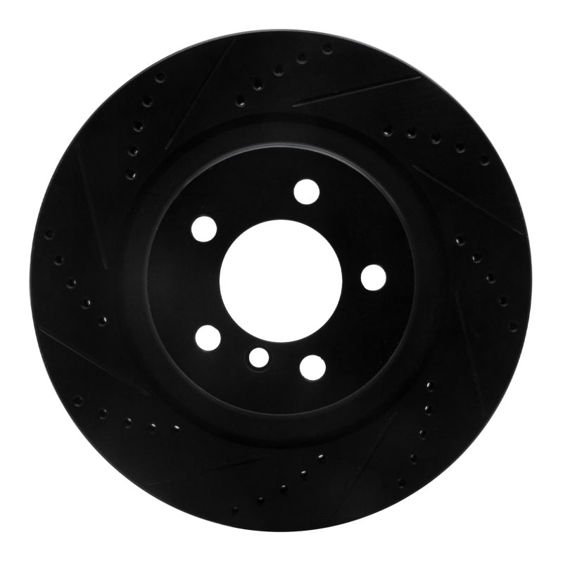 R1 Concepts 06-09 Land Rover Range Rover Front Left Drilled & Slotted Black Brake Rotor
