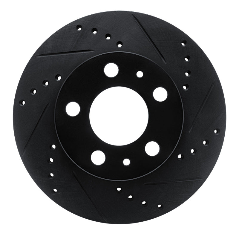 R1 Concepts 76-93 Volvo 244 Front Right Drilled & Slotted Black Brake Rotor