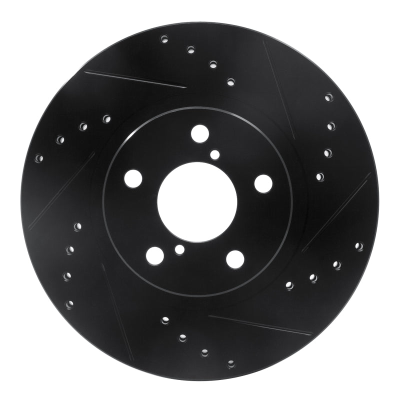 R1 Concepts 90-16 Saab 9-2X Front Right Drilled & Slotted Black Brake Rotor