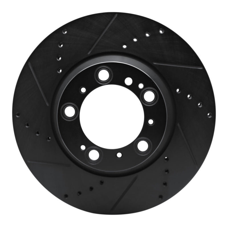 R1 Concepts 99-23 Porsche Panamera Right Rear Drilled & Slotted Black Brake Rotor