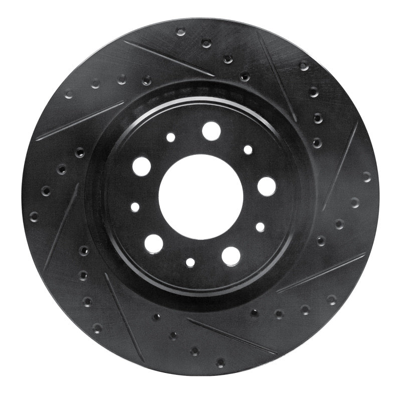 R1 Concepts 98-04 Volvo V70 Front Right Drilled & Slotted Black Brake Rotor