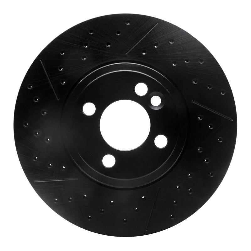 R1 Concepts 07-15 Mini Cooper Clubman Front Drilled & Slotted Black Brake Rotor