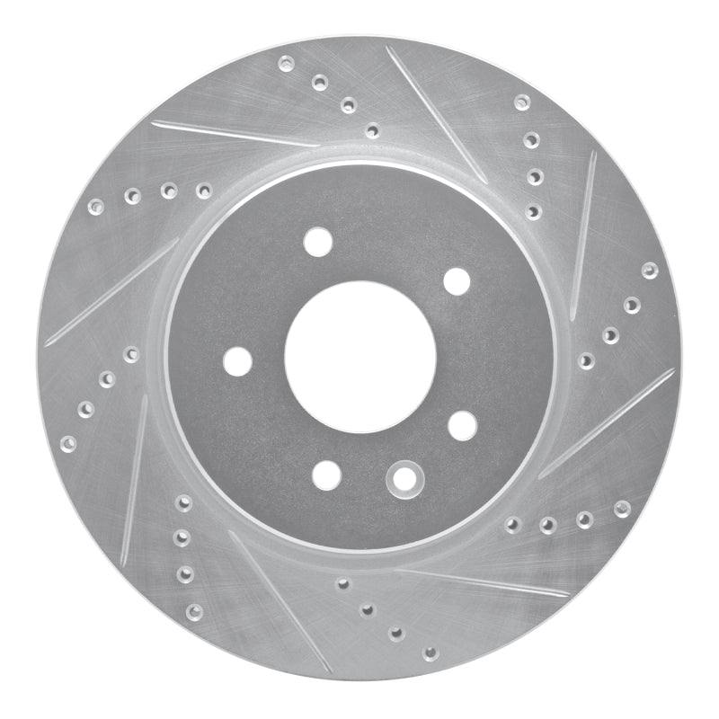R1 Concepts 00-06 Jaguar XJR Rear Right Drilled & Slotted Silver Brake Rotor